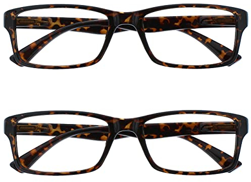 The Reading Glasses Company Die Lesebrille Unternehmen Braune Schildpatt Leser Wert 2er-Pack Designer Stil Herren Damen Lesehilfe RR92-2 +1,50