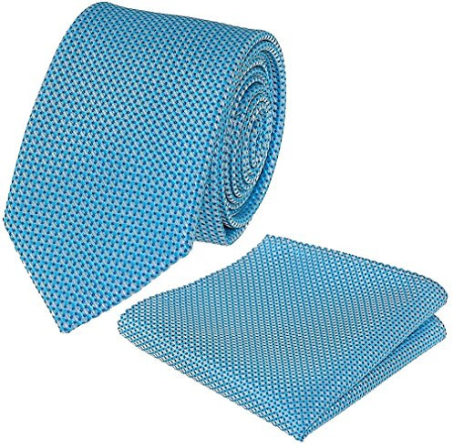 Louis Binder de Luxe Krawatte mit Einstecktuch 2er Set Schlips Tie Necktie 145 türkis
