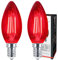 2 x 4w LED Red Candle Light Bulb E14 Clear Glass