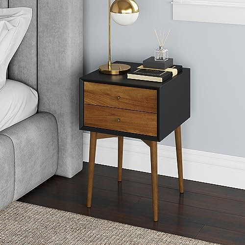 Nathan James Harper Moderner Nachttisch, Beistelltisch oder Beistelltisch mit Schublade, 1, Schwarz/Braun