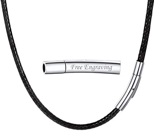 PROSTEEL Black Chain Necklace Men Braided Leather Chains Christams Gift Personalized Chain