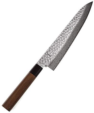 Syosaku Japanese Chef Knife Hammered Damascus VG-10 46 Layer Octagonal Walnut Handle, Gyuto 9.5-inch (240mm)