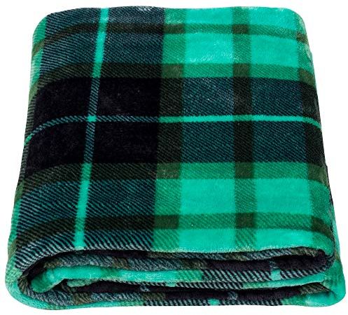 SOCHOW Flanell Fleecedecke 127 × 150 cm, ganzjährig Grün Karierte Decke für Bett, Couch, Auto
