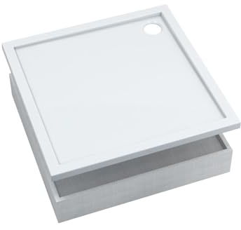 AQUABAD Duschwanne/Duschtasse | Set Basic Smooth White 90x90cm Quadrat | inkl. Styroporträger | (Gesamthöhe inkl. Träger 16 cm) zum Befliesen