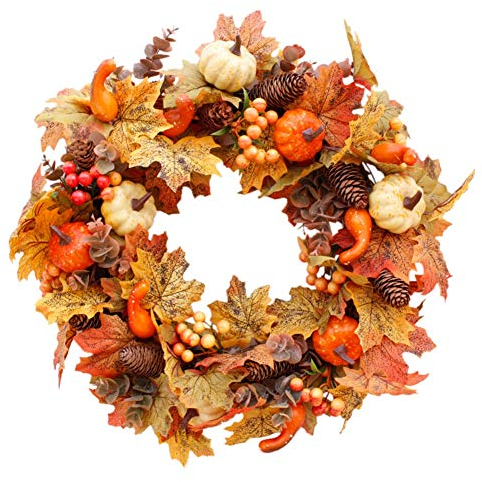 Künstliche Kürbisse Kranz Herbstlaub Ahornblatt Herbst Kranz Haustür Dekor Kranz Wand Hochzeit Dekoration