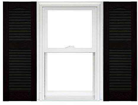 Mid America Open Louver Vinyl Shutters (1 Pair) - 14.5 x 48 002 Black
