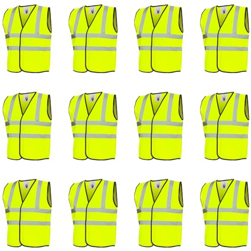 Gilets haute visibilité jaune pour enfants, lot de 12, taille unique, écoles, activités de groupe, soins, cyclisme