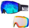 NAKED Optics Skibrille Männer, Ski Brille Frauen, Snowboardbrille (STORM OTG Schwarz, inkl. Schlechtwetterglas)