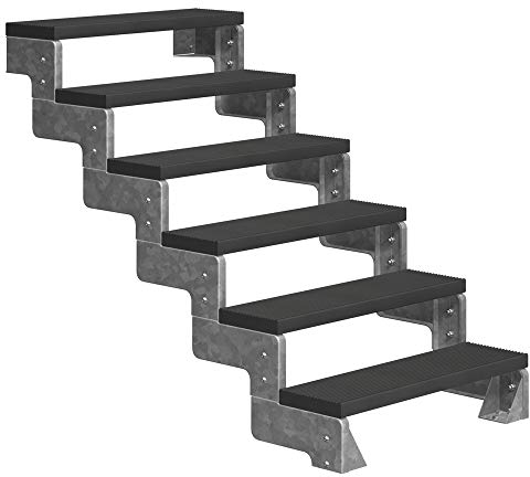 DOLLE Außentreppe Gardentop 6 Stufen Geschosshöhe 108-132 cm inkl. Trimax® Stufen in Anthrazit 80 cm