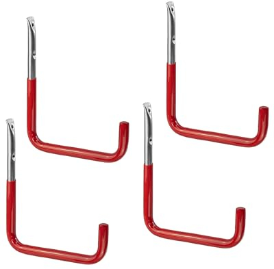 Gedotec 4 Stück Garagenwandhaken Rot gummiert Große Schwergerätehalter 302 x 250 mm Tragkraft 22 kg Wandhaken zum Schrauben