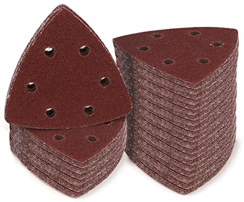 Triangoli Abrasivi Delta,120 pezzi,Carta Vetrata Triangolari 6 fori,93 x 93 x 93 mm,20xgrana 40/60/80/120/180/240,per levigatrici delta,Fogli Abrasivi,Abrasivi Triangolari,Carta Abrasiva