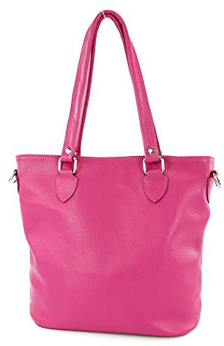 modamoda de - T215 - Italienische Ledertasche Shopper Large, Farbe:Pink