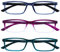 OPULIZE See - Occhiali da Lettura Filtro Set da 3 Luce Blu Montatura Stretta Cerniere a Molla Migliorano il Sonno Gaming Computer Anti Riflesso Blu Trasparente Viola Turchese Uomo Donna BBB9-35Q +1.00
