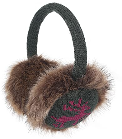 ZLYC Hiver Cache Fausse fourrure Cache-oreilles pour Femmes(Vert Élan, Rose)