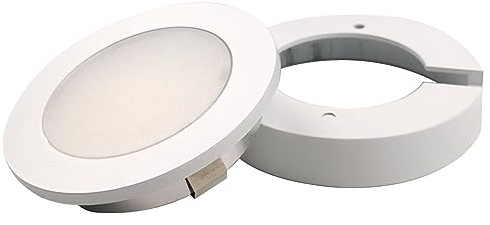 kalb | LED Einbauspot Unterbauspot 6,3cm ∅ Einbaustrahler für Möbel inkl. Aufsatzring, weiß, Aluminium, 12VDC, 3 Watt, warmweiß