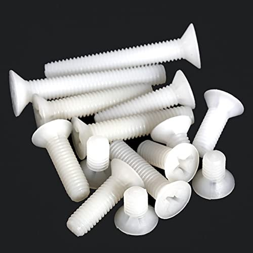 CONPHERON Viti a Testa Svasata a Croce in Nylon, Viti a Testa Piatta in Plastica, Bianco, M2.5x5 mm,100 Pezzi