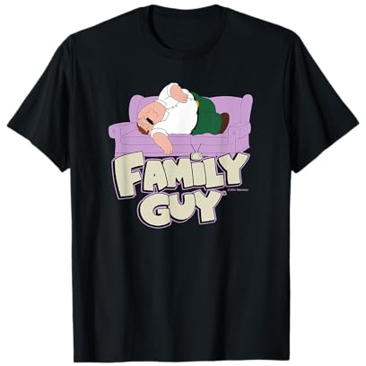 20th Century Television Family Guy Peter Griffin Couch Nap T-Shirt, Herren, Damen, Unisex Kinder, Unisex-Erwachsene, Kurzarm, t_shirt, Crew Neck Long Sleeve, Schwarz, S
