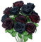 Huahuashijie 1 Blumenstrauß künstliche Seidenrosen, künstliche Blumen, Brautstrauß, realistische Blütenblume für Zuhause, Garten, Party, Hotel, Büro, Dekoration (schwarz, rot und schwarz)