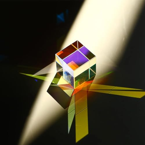 HDCRYSTALGIFTS Mini K9 Crystal Glass Prism Cube,Optical Glass RGB Dispersion Prism X-Cube for Physics Teaching Art Decor Photography Props,15*15*15mm