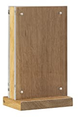 Europel Luxuriöse Tischaufsteller A6, Sockel und Rücken aus FSC-zertifizierter Eichenholz, hochwertige glasklare Acrylplatten mit 8 Magneten, zweiseitige Präsentation, für Restaurants, Hotels