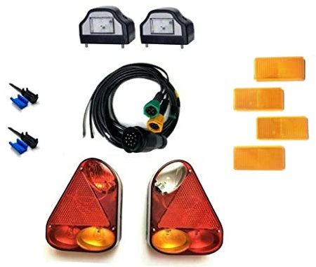 MelTruck Anhänger Rückleuchten Set 175x220mm, 13-polig mit Kabel Kennzeichenbeleuchtung Rückstrahlern Schnellverbindern für Anhänger Trailer Wohnwagen LKW (Kabel 7m/1m)