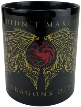Pyramid International Taza de cerámica de la Casa del Dragón en caja de regalo (diseño de alas de dragón) de 325 ml, producto oficial, dorado, rojo