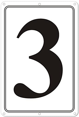 i-CowFun Premium Aluminum Number Signs 3, Metal 12 X 8 Numbered Signs Outdoor for Parking Lots, Floor, Dock, Court, Aisle, Field, High Visibility, No Fade, Weather-resistant