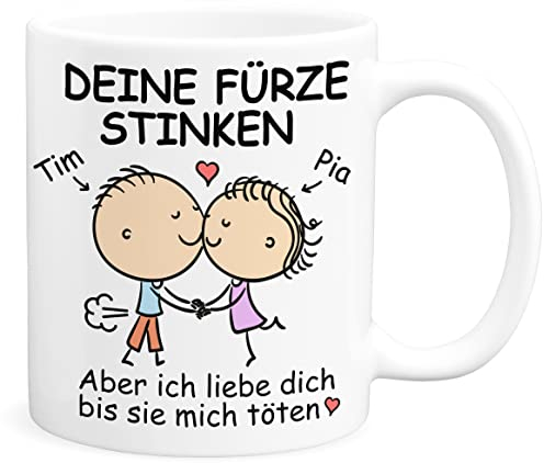 Tasse Deine Fürze Stinken Personalisiert Furz Kaffeetasse Pupsen mit Lustigem Spruch aus Keramik Geschenk für Männer Freund Partner