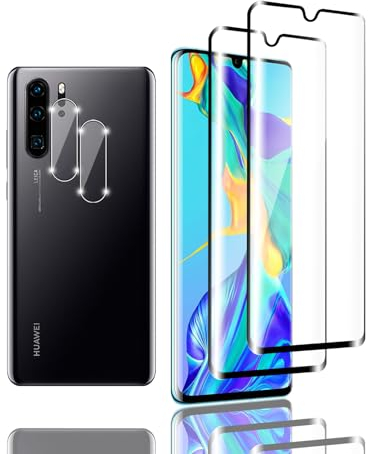 Kziwii 2+2 Stück Schutzfolie für Huawei P30 Pro Panzer Schutz Glas, 2 Panzerfolie und 2 Kamera Schutzglas,HD Displayschutzfolie, 9H Härte, Anti-Kratz, Anti-Bläschen für Huawei P30 Pro