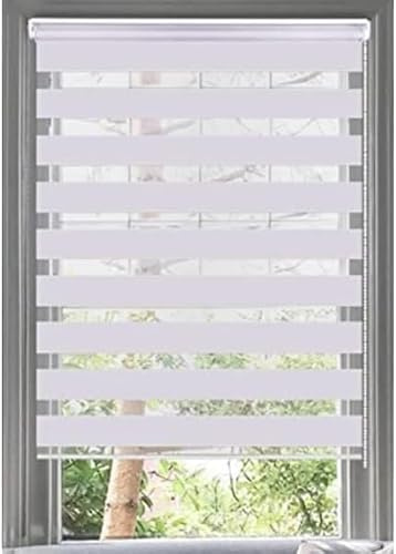 Zebra Vision Window Easy Fit Day & Night Window Roller Blinds Drop (Length) 165 cm -Home & Office (120 cm (+4 cm Fittings), White)