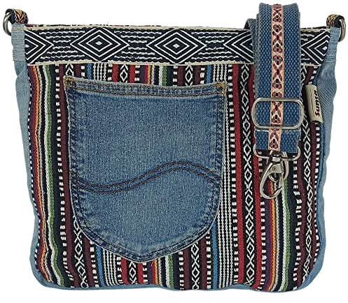 Sunsa Damen Taschen Umhängetasche Handtasche Canvas & Jeans. Große Boho Crossbody Tasche/bag Schultertasche, Geschenkideen für Frauen/Mädchen nachhaltige Produkte (schwarz/braun/bunt)