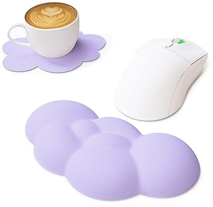 ZIYOU LANG Joli nuage repose-poignet coussin accoudoir coussin repose-coude avec sous-verre, repose-poignet ordinateur support tapis de souris pour ordinateur de bureau PC Mac saisie facile-violet