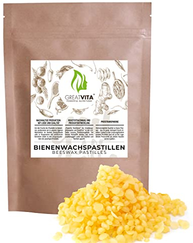 GREAT VITA Bienenwachspastillen 800g | 100% natürliches Bienenwachs aus Deutschland in Drops - perfekt geeignet für Naturkosmetik, Bienenwachstücher, Seife, Kerzenherstellung und Holzpolitur