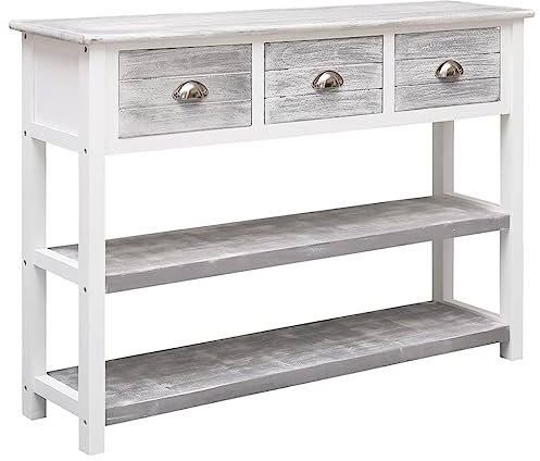 TALCUS Möbel mit Sideboard antik grau 108x30x76 cm Paulownia-Holz massiv