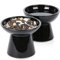 Sureasy Ceramic Elevated Cat Food Bowls, 6.2 inch Extra Wide Raised Cat Food and Water Bowls Set of 2, Whisker Friendly, Shallow Cat Feeding Dish for Indoor Cat, Pet Bowl, Black