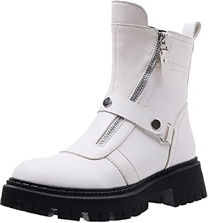 Stivaletti vintage per il tempo libero all'aperto senza lacci da donna stivali estivi donna stivaletti donna primaverile Stivali da donna con tacco spesso Stivali da donna (Bianco,37 EU) 2022