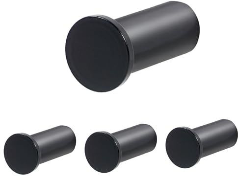 Vista Ganci a Vite da Parete SUS304 Gancio per Cappotto in Acciaio Inox per Uso Intensivo con Foratura per Bagno, Camera da Letto, Cucina, Camera da Letto 4 Pack Nero