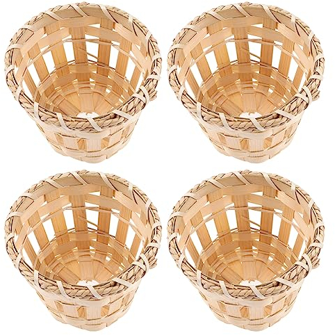SOLUSTRE 4 Pièces Abat-Jour En Rotin - Petit Boho Tissage Bambou Plafonnier Couverture Pour Suspension