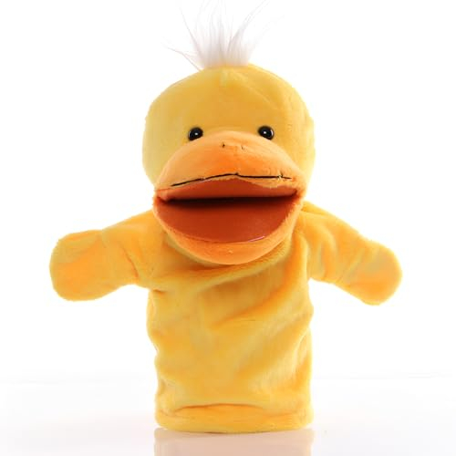 Proumhang Handpuppen für Kinder,Weiche Plüsch Zoo Tier Puppe für Kinder Kleinkinder Jungen Mädchen,Für phantasievolles Spiel,Showtheater,Partyzubehör (große bewegliche Münder) Ente 25cm