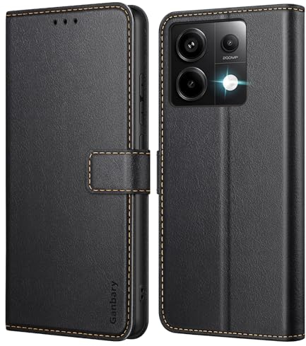 Ganbary Cover Compatibile con Xiaomi Redmi Note 13 Pro 5G (Non per 4G), Premium Pelle PU Flip Libro Custodia per Redmi Note 13 Pro 5G [Protezione Completa] [Slot Scheda] [Funzione di Supporto], Nero