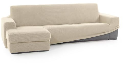 SOFASKINS® super elastischer Chaise Longue überzug, Sofabezug Kurze Linke Armlehne, Sofa überzug atmungsaktiv, bequem und langlebig, Kompatible Abmessungen des Sofas (210-340 cm), Farbe beig