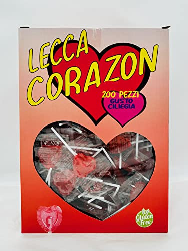 Lecca Love Cuore Rosso gusto Ciliegia. Confezione da 200pz x 8gr Rossini's. Ideale per Feste di Compleanno, Caramellate, Festa degli Innamorati, San Valentino
