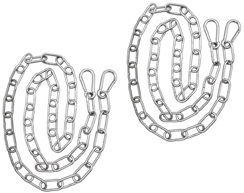 Aoyswuz 2 Stück 1 Meter Edelstahl Ketten mit 4 Elastischen Schnallen, Eisenkette Ø 3mm, Stahlkette für Hängesessel, Hängematten, Sandsäcke etc