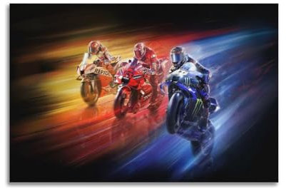 Quem MotoGP 22 Spiel-Poster, dekoratives Gemälde, Leinwand, Wandposter und Kunstdruck, modernes Familienschlafzimmer, Dekoration, Poster, 20 x 30 cm