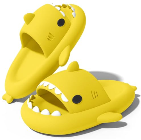 Shark Sildes Slippers Hai Hausschuhe Jungen Mädchen, Gelb, 32/33 EU