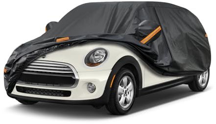 Kayme Autoplane Wasserdicht Atmungsaktiv für Mini Cooper 5 türer (2014-2025), 7 Schichten Vollgarage Autoabdeckung für Regen Sonne Staub Schutz Verkratzt, Autoabdeckung mit Reflektierenden Streifen.