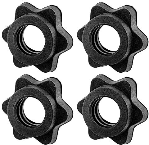 4 Stück 25 mm Hantelstange Clip Lock Schraube Mutter Anti-Rutsch Spinlock Kragen Mutter für Krafttraining Langhantel Sternverschlüsse Langhantelstange Sechskantmutter