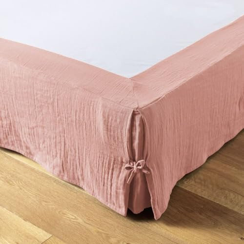 Cache sommier 90x190 cm Gaze de Coton Rose