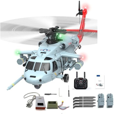 YGWXYYZJ Helidirect SH60 Seahawk RC Helicopter with Camera, 2.4G 8CH Remote Control Aircraft, Dual Brushless Wingless, 6G/3D Stunt Copter Model With dual batteries for Adults (Color : Basic Model)