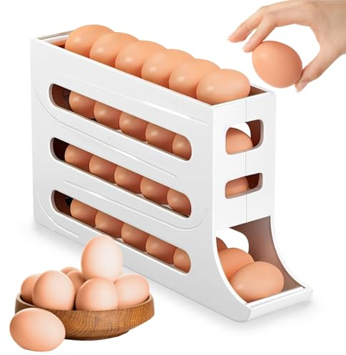 Distributeur d'œufs pour réfrigérateur, Rangement Oeufs Frigo, Rouler Automatiquement La Boîte à Œufs à 4 Niveaux, organisateur d'œufs, distributeur automatique d'œufs, Peut Contenir 30 œufs